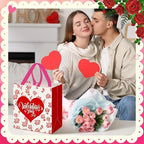 Wesnoy 48 Pcs Valentine's Day Gift Bags Bulk with Handle Non Woven Reusable Pink Red Heart Bags Valentine's Day Candy Bag for Classroom Gift Exchange, Goodies Wrapping Party Favors, 11.4x10.6x4.7 Inch - Image 6