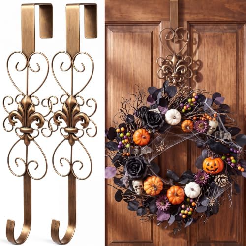 2 Pcs Halloween Wreath Hangers for Front Door, 15.5 in, Bronze by Otoolling