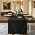 Signature Linen™ by D'Moksha, Black Table Runner 120 Inches Long, 100% Pure Linen, Hemstitch, 14 x 120 Inch Table Runner for Dresser, Dining- Fall, Weddings, Outdoor Hosting by DMokshaHomes