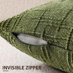 decorUhome Textured Chenille Throw Pillow Covers 26x26 Set of 2 Olive Green - Image 3