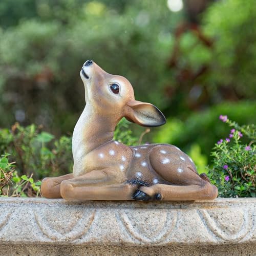 Deer Garden Statue, Outdoor Decorative Sculpture Brown with White Spots, 8.2 x 9.45 x 5.1 inches Yard Lawn Decor Deep Forest Deer - Image 4