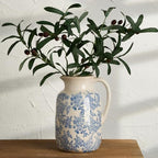 Ceramic Vintage Vase Flower Decorative Vase Chinoiserie Decor Rustic Farmhouse Retro Floral Vases for Table Bookshelf Mantel Kitchen Living Room Office - 9.5" Blue - Image 7