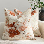 Vintage Floral Throw Pillow Covers 20x20 Inch Set of 2, Rust Floral by HOME