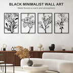 Metal Flower Wall Decor Art Living Room, Black Floral Wall Art Home Decor - Image 2