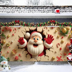 Santa Breaking Out Garage Door Banner 16x7 Ft - Interactive Frame Design for Double Car Garage Outdoor Indoor Holiday Decor - Image 2