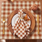 12 Pcs Fall Cloth Napkin 18x18 Brown Gingham Plaid Thanksgiving Napkin - Image 4