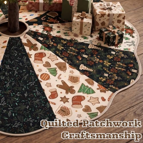 Vintage Primitive Quilted Christmas Tree Skirt,Gift,60 Inch - Image 2