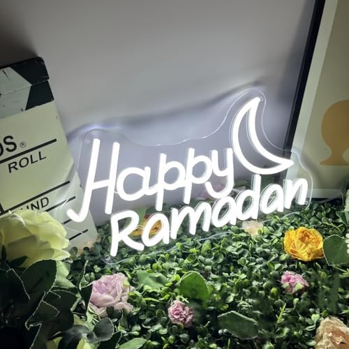 Happy Ramadan LED Neon Sign Transparent Acrylic Light Decor for Wedding Birthday Party Wall Home Bedroom Room Art Decoration with USB Light Modulator 5V - Image 3