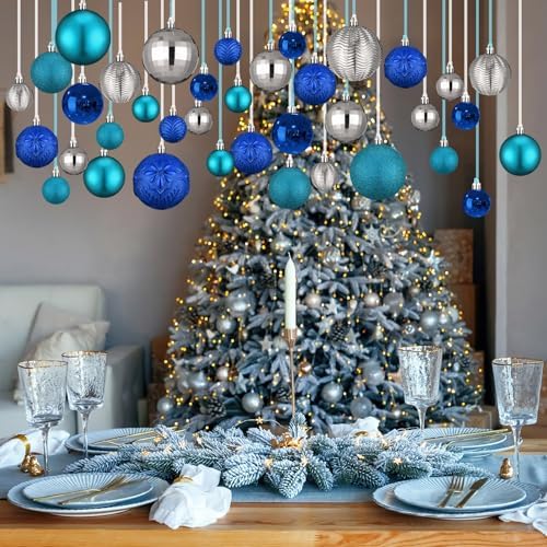 36 Pcs Christmas Balls Ornaments for Ceiling, Blue Mix - Image 5