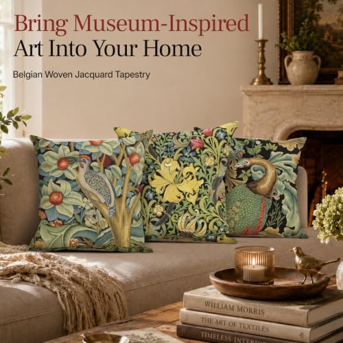 William Morris Golden Lily Black Tapestry Throw Pillow Cover 18 x 18 in - Image 3