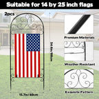 2 Pack Metal Garden Flag Holder Stand Scroll American Stand Yard Flag Pole Stake Fits Max 14 x 25 Inch for Outside House Garden Yard Lawn Patio Balcony Decor, No Flags Included - Image 2