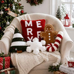 Geelin 5 Pcs Christmas Throw Pillows Gingerbread Xmas Tree Snowflake Candy - Image 5
