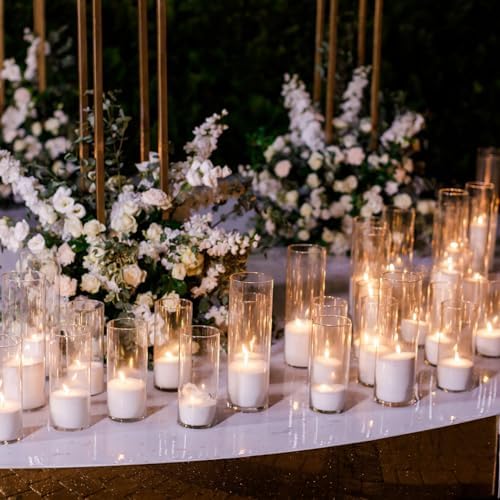 Shihanee 180 Pcs Pillar Candles & Glass Cylinder Holders Set,White - Image 7