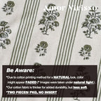 Amor Virisso Floral Throw Pillow Covers 22x22 Set of 2 Block Print Pillow Covers Neutral Floral Striped Farmhouse Decorative Pillow Covers for Sofa Couch Bed, Dusty Green - Image 3