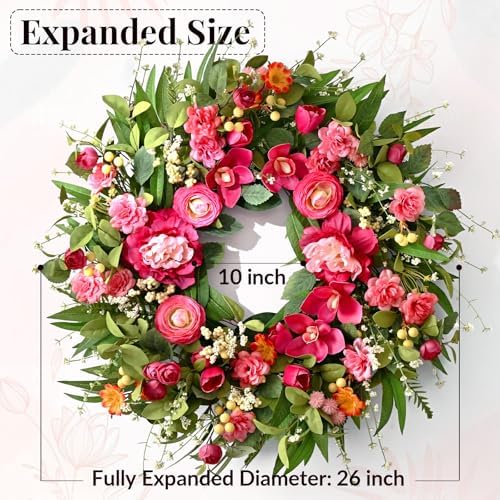 Spring Wreaths for Front Door, 26" Large Spring Summer Easter Wreaths, 2Pcs - Image 2