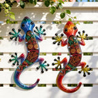 HONGLAND Lizard Wall Decor- 15 Inch Gecko Metal Wall Art Hanging Glass Sculpture, 2 Pack Yard Decorations Outdoor for Garden Fence Home - Image 6