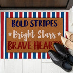 Honoson 2 Pcs 4th of July Doormat, Red White Blue Coir Non-Slip Entrance - Image 6