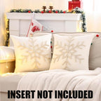 Christmas Throw Pillow Covers 18x18 Set of 2 Beige Xmas Snowflake - Image 5