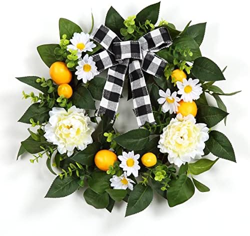 Garvee 20" Lemon Wreath for Front Door, Spring Summer Fruit Wreath by Garvee