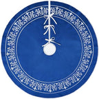 Blue Christmas Tree Skirt Velvet 30 Inch - Floral Embroidered Decoration - Image 7
