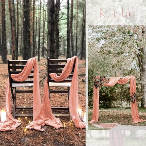 20 Pack Coral Table Runner 10Ft Cheesecloth Table Runner Boho Gauze Table Runners Romantic Long Sheer Fabric Cheese Cloth Table Runners for Wedding Party Bridal Shower - Image 6