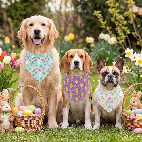 Abbylike 50 Pcs Easter Dog Bandanas Bulk Bunny Egg Carrot Bandanas for Dogs Triangle Kerchief Bibs Scarf Set for Pet Easter Costume Photo Props Accessories Pet Shops, 25 Styles (25.6 x 17.7 x 17.7) - Image 4