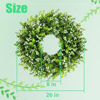 26" Eucalyptus Wreath for Front Door, Large Artificial Eucalyptus with Baby's Breath Greenery Flowers Wreath for Home, Porch, Farmhouse Wall Decor, Spring, Summer, Fall, All Seasons - Image 6