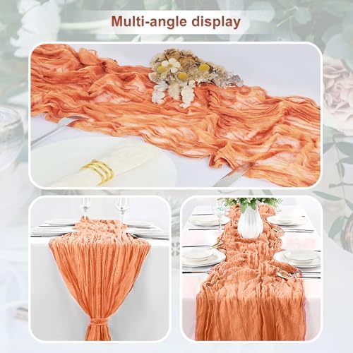 10 Pack Coral Cheesecloth Table Runner 35x120 Inch 10Ft Rustic Gauze Cheese Cloth Table Runner Sheer Cheesecloth Table Runners for Wedding Party Bridal Shower Decoration - Image 5
