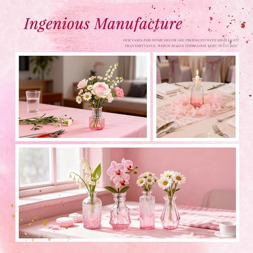 Der Rose 32pcs Pink Bud Vases in Bulk Flower Vases for Wedding Table Decor - Image 6