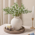 Ceramic Flower Vase Home Decor, 7.4 in Farmhouse Table Vases Rustic Vintage Living Room Kitchen Bedroom Decoration Pottery Decorative Vases for Flowers House Shelf Office Desk Dining Entryway, White - Image 3