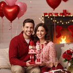 Kathfly 2 Pcs Valentine's Day Nutcracker 10 Inch Wooden Pink Red King and Heart Letter Nutcracker Figures for Valentine's Day Mantle Desktop Table Display Decoration - Image 6