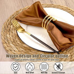 Kochorie Set of 120 Round Woven Placemats 13.8 Inches Bulrush Placemats Natural Hand-Woven Boho Rattan Placemat Wicker Table Mats Farmhouse Weave Place Mats for Home Dining - Image 3