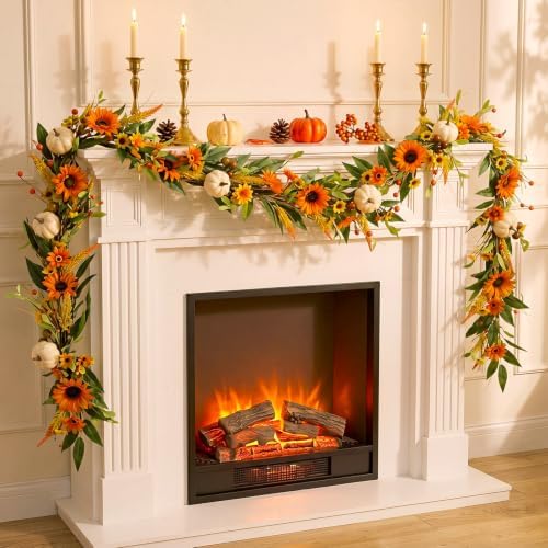 Riceshoot Fall Garland 6 Ft Sunflower Pumpkin Mantel Thanksgiving Decor - Image 3