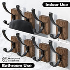 Coat Hooks Wall Mount: Walnut Wood Heavy Duty Wall Hooks, 4Pcs Double Hooks - Image 4
