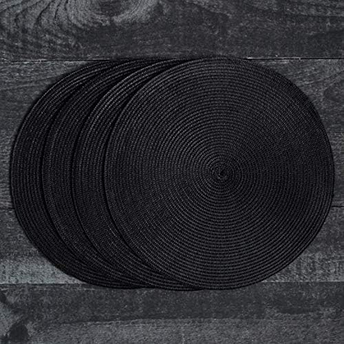 Now Designs Disko Round Placemats, Black, Set of 4 - Image 5