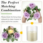 Yunlly 12 Pcs Rose Candle Rings with Candles Sets, Purple - Image 4