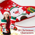 Personalized Christmas Stockings with Embroidered Name & Monogram,Custom Xmas Character Stocking with White Plush Cuff,18” Large Santa,Snowman,Reindeer,Dog,Cat Fireplace Stockings(4 Pack) - Image 2
