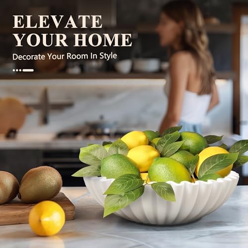 YMXYJM Large Decorative Bowl, Modern Handicraft Bowls for Home Decor, Decorative Fruit Bowl for Kitchen Counter, Ruffle Bowl Decor, Stylish Key Bowl for Entry Table, White - Image 6