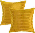 MIULEE Euro Corduroy Decorative Throw Pillow Covers 22x22 Mustard Yellow - Image 6