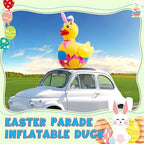 Hungdao 1 Pc 4 ft Easter Inflatable Duck Float Large Blow up Ducks Giant Rubber Duckies with Bunny Ears for Easter Party Decorations Prop Pool Yard Decoration,air Pump Not Included - Image 5