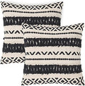 · REDEARTH · Textured Handwoven Throw Pillow Cases Geometric Craft Black by REDEARTH