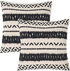 · REDEARTH · Textured Handwoven Throw Pillow Cases Geometric Craft Black by REDEARTH