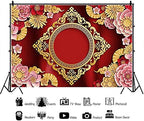 AOFOTO 12x10ft Chinese New Year Backdrop Red and Gold Paper-cuts Floral Lucky Clouds Traditional Spring Festival Asian Lunar New Year Background Room Decoration Banner Kid Portrait Photo Shoot Props - Image 2