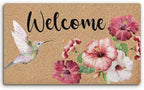 Hummingbird Flower Coco Coir Doormat Door Welcome Mat for Home Entrance Front Door, Bird Floral Spring Summer Floor Mats for Outdoor Outside Entryway 30x17 Inch by BitKAM