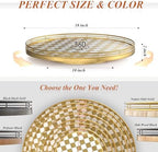 Gold and White Checkerboard Lazy Susan with Rubberwood Base and Metal Rail - Image 6