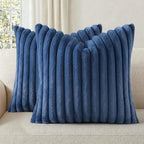 Pallene Faux Fur Decorative Throw Pillow Covers 18x18 Set of 2, Navy Blue by PALLENE