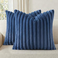Pallene Faux Fur Decorative Throw Pillow Covers 22x22 Set of 2, Navy Blue by PALLENE