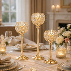 12Pcs Gold Crystal Candle Holders, Tall Bling Bowl Candelabra Centerpiece - Image 4