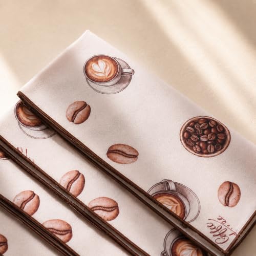 100% Cotton Printed Cloth Napkins Set of 6, 18x18 Inch Reusable Dinner Napkins, Soft Washable Floral Table Napkins for Dining, Parties & Hosting - Coffee Time - Image 4