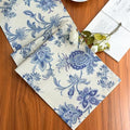 Blue Table Runner Cotton Polyester 12x144 Inch, Beige and Blue by ZIWUROAD